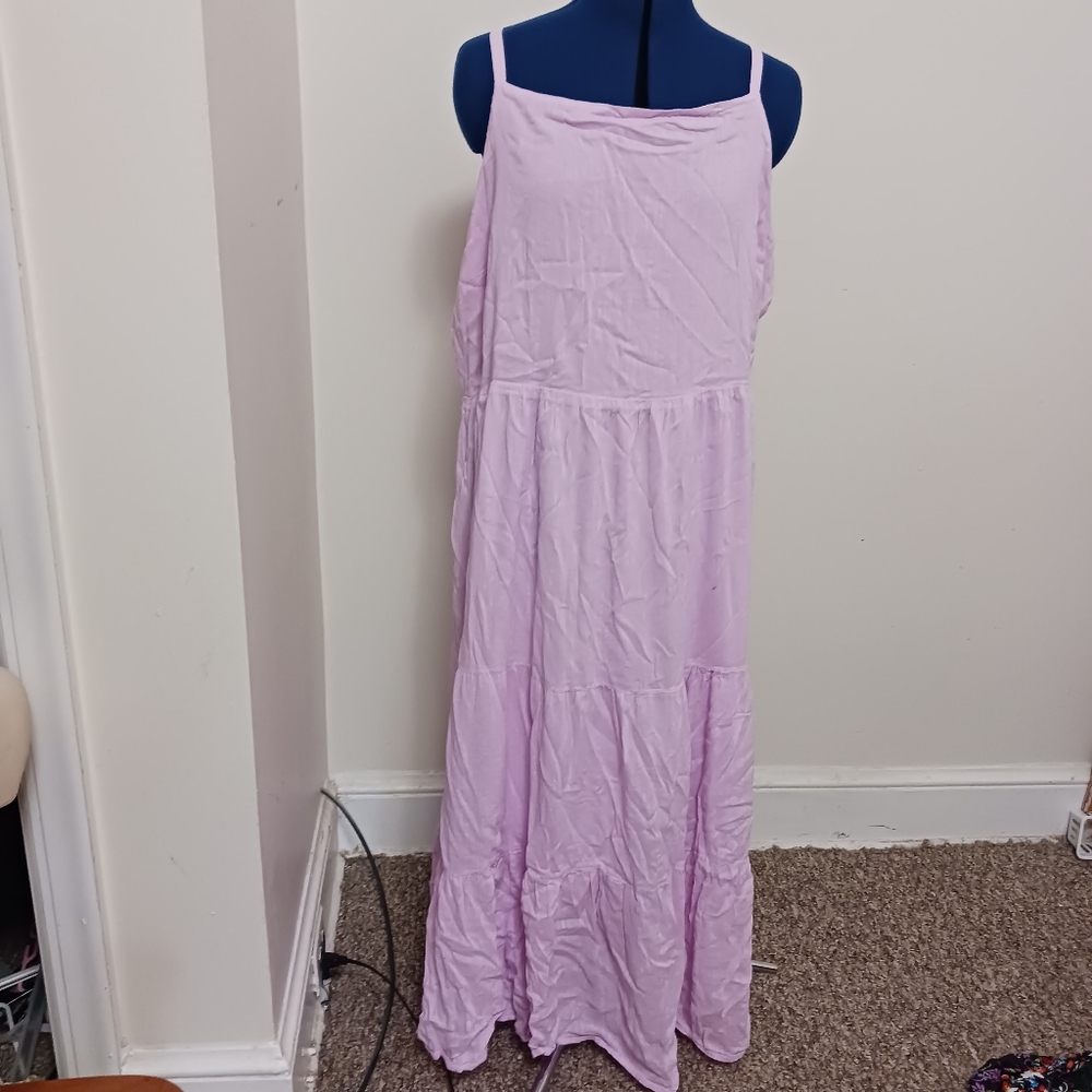 Old Navy Dress Smocked Tiered Sundress Beach Pink Size XXL Y2k